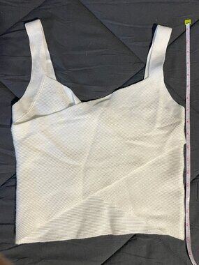 White Sweater Tank With CrissCross Uneven Front - size S